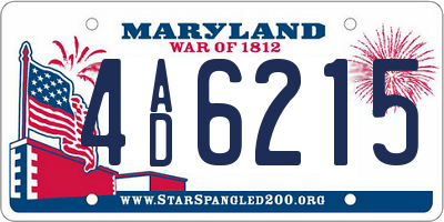 MD license plate 4AD6215