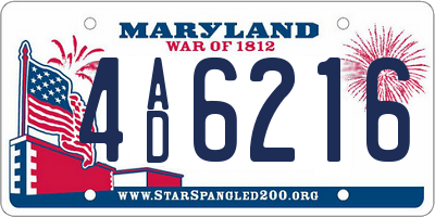 MD license plate 4AD6216