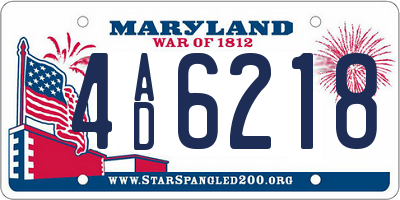 MD license plate 4AD6218