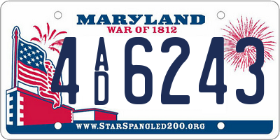MD license plate 4AD6243