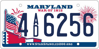 MD license plate 4AD6256