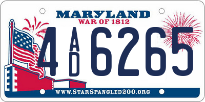 MD license plate 4AD6265