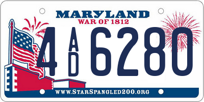 MD license plate 4AD6280