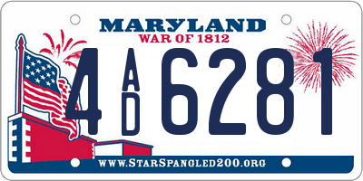 MD license plate 4AD6281