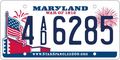 MD license plate 4AD6285
