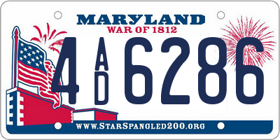 MD license plate 4AD6286