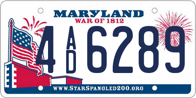 MD license plate 4AD6289