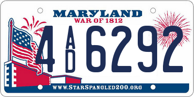MD license plate 4AD6292