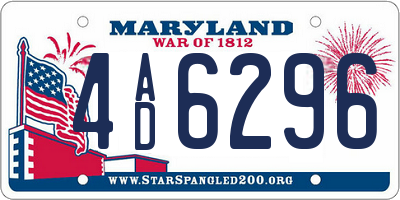 MD license plate 4AD6296