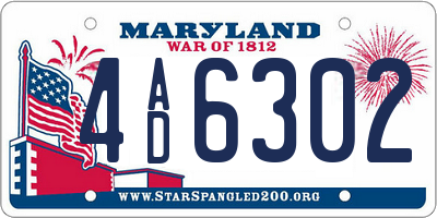 MD license plate 4AD6302