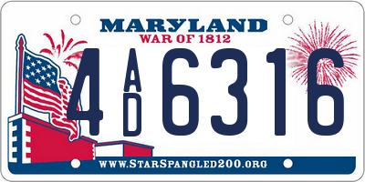 MD license plate 4AD6316