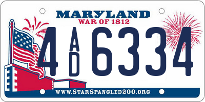 MD license plate 4AD6334