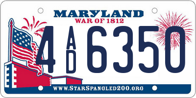 MD license plate 4AD6350