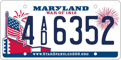 MD license plate 4AD6352