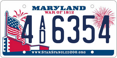 MD license plate 4AD6354