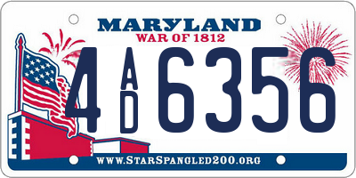 MD license plate 4AD6356