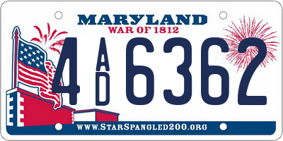 MD license plate 4AD6362
