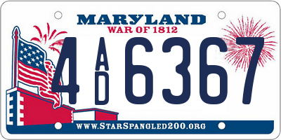 MD license plate 4AD6367