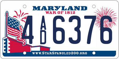 MD license plate 4AD6376
