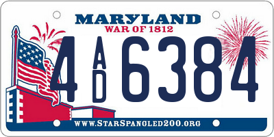 MD license plate 4AD6384