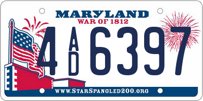 MD license plate 4AD6397