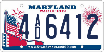 MD license plate 4AD6412