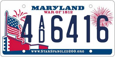 MD license plate 4AD6416