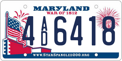 MD license plate 4AD6418
