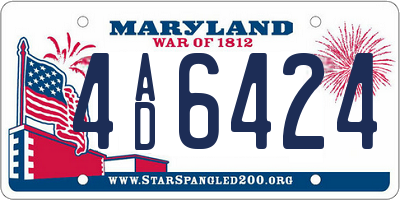 MD license plate 4AD6424