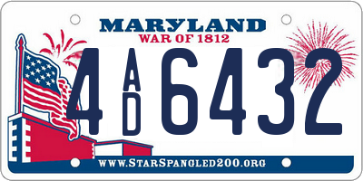MD license plate 4AD6432