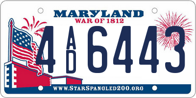 MD license plate 4AD6443