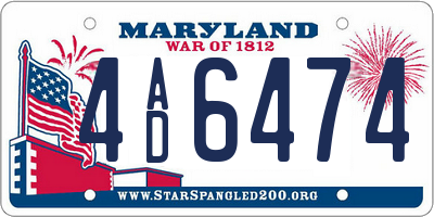 MD license plate 4AD6474