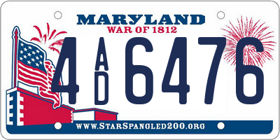 MD license plate 4AD6476