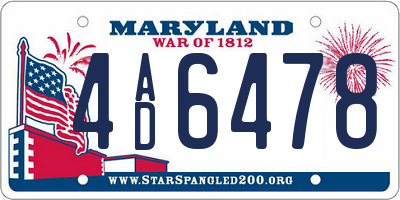 MD license plate 4AD6478