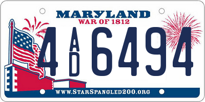 MD license plate 4AD6494