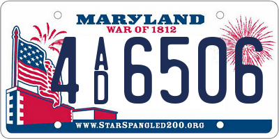MD license plate 4AD6506