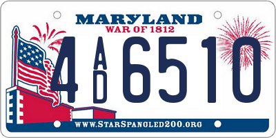 MD license plate 4AD6510