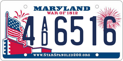 MD license plate 4AD6516