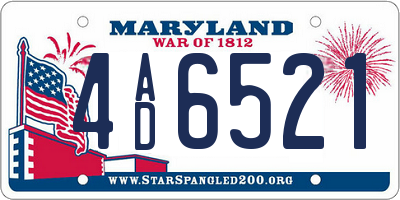 MD license plate 4AD6521