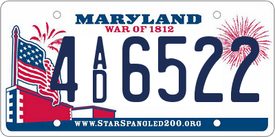 MD license plate 4AD6522