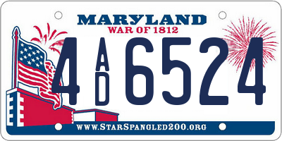 MD license plate 4AD6524