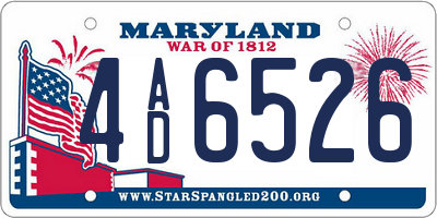 MD license plate 4AD6526