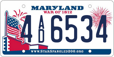 MD license plate 4AD6534