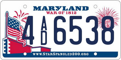 MD license plate 4AD6538