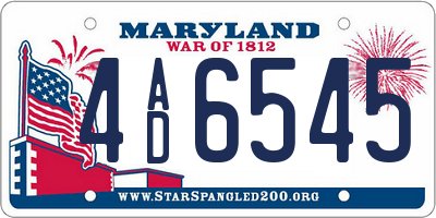 MD license plate 4AD6545