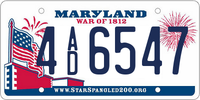 MD license plate 4AD6547