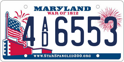 MD license plate 4AD6553