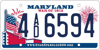 MD license plate 4AD6594