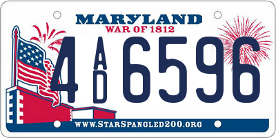 MD license plate 4AD6596