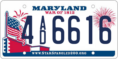 MD license plate 4AD6616